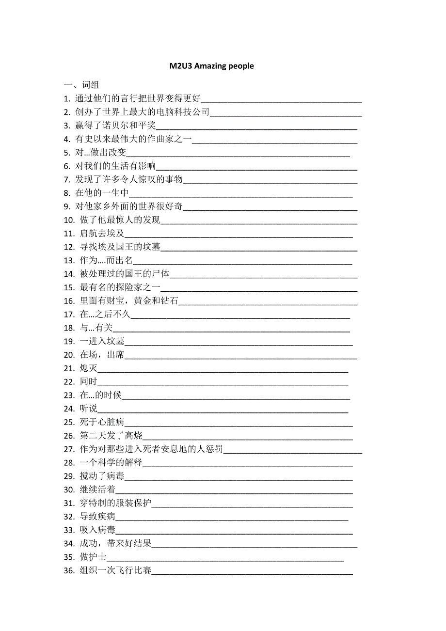 2011江苏省怀仁中学高一英语同步测试：m2u3短语与句子_第1页