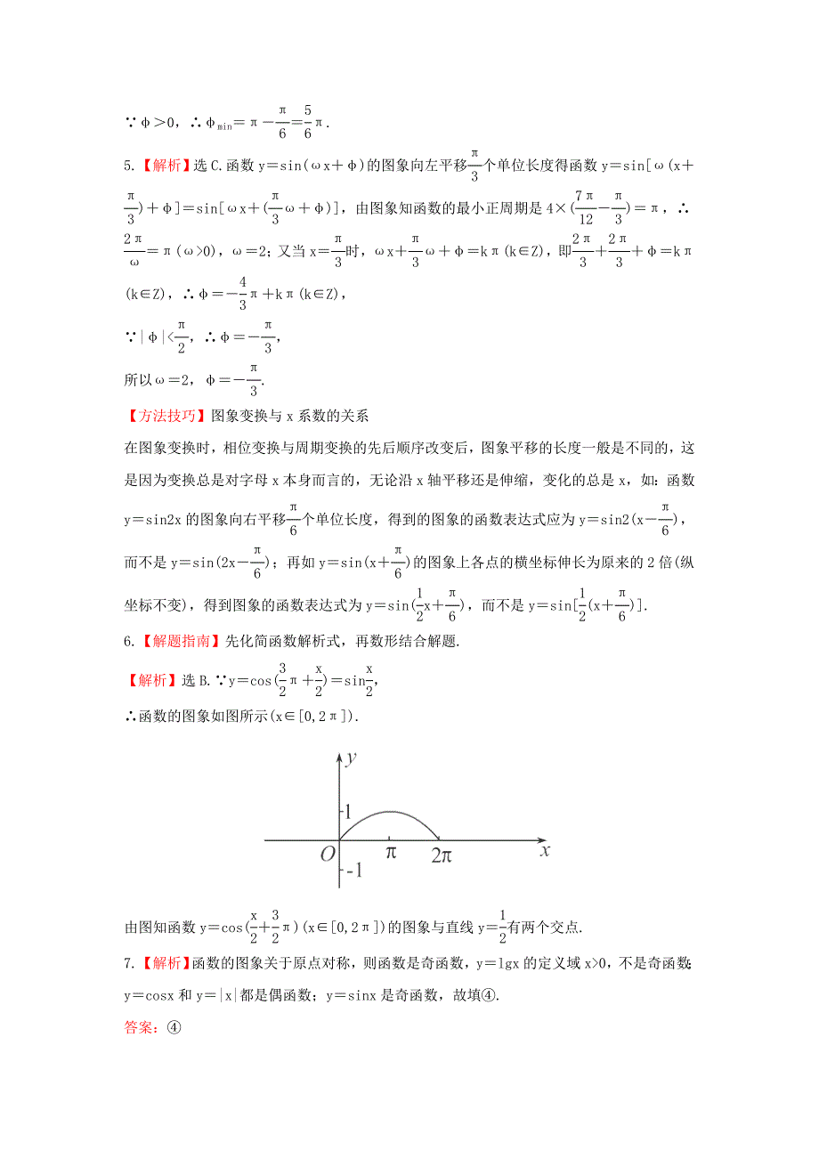 2014届广西高考数学（文）一轮复习基础巩固训练：4.5《三角函数的图象》（新人教a版）_第4页