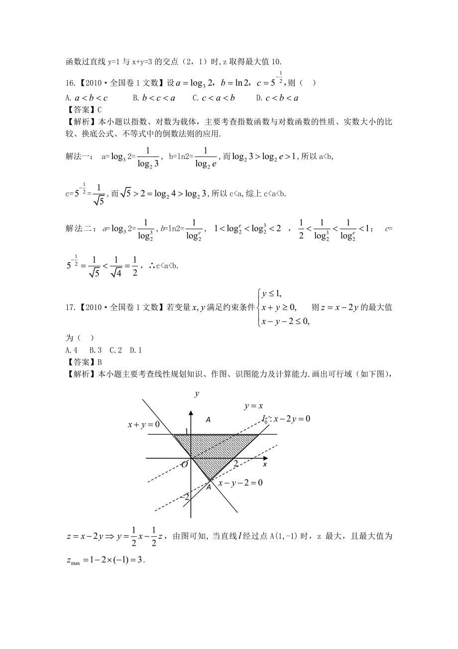 2012高考数学复习资料汇编：第5单元不等式（真题解析 最新模拟）_第5页