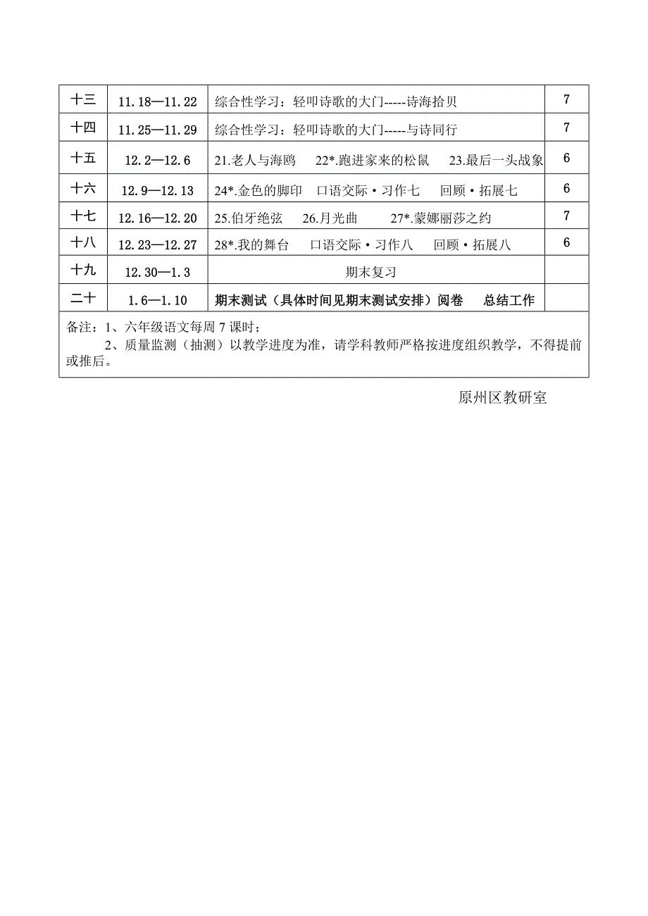 2013-2014(上)小学语文教学进度_第4页