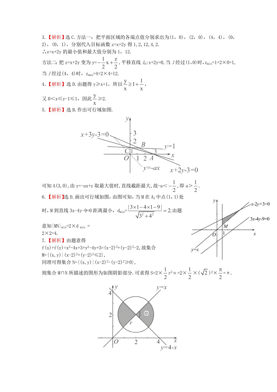 2014届湖北高考数学（理）一轮复习专项训练：6.3《二元一次不等式（组）与简单的线性规划问题》（新人教a版）_第3页
