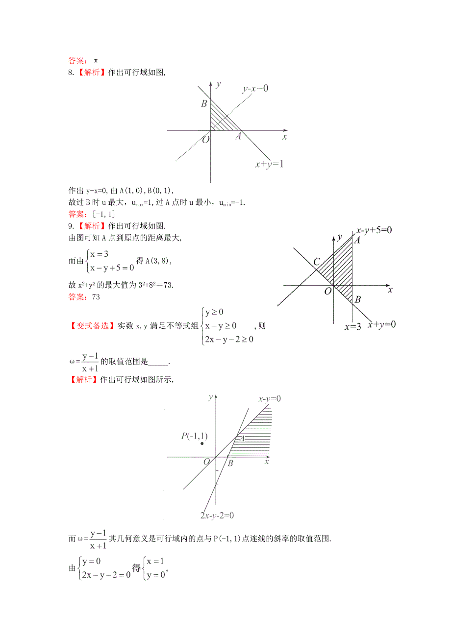 2014届湖北高考数学（理）一轮复习专项训练：6.3《二元一次不等式（组）与简单的线性规划问题》（新人教a版）_第4页