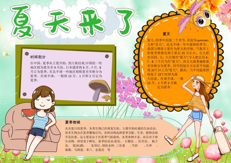 夏天来了旺盛手抄报电子小报word小报_第1页