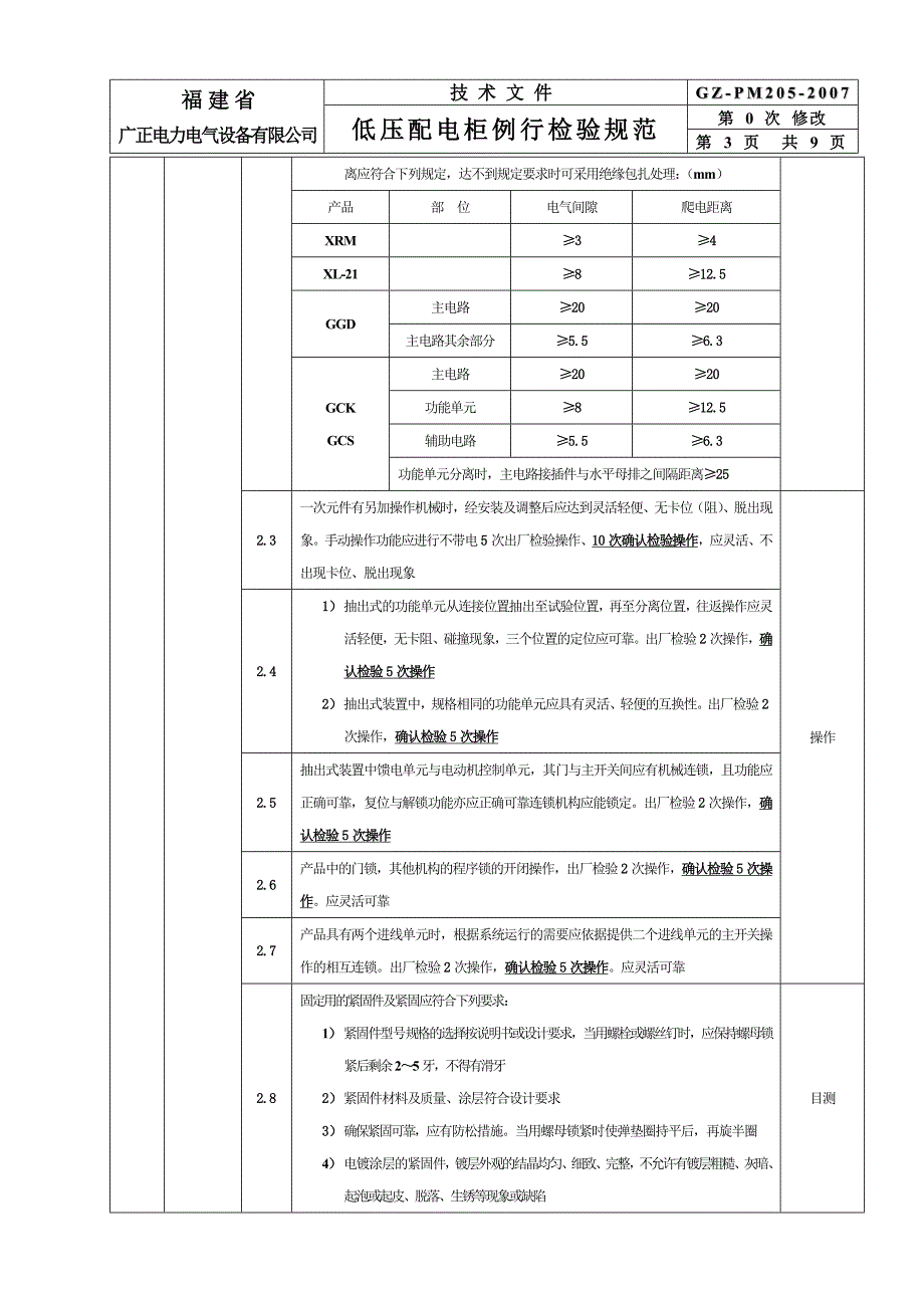 205 低压配电柜例行检验规范_第3页