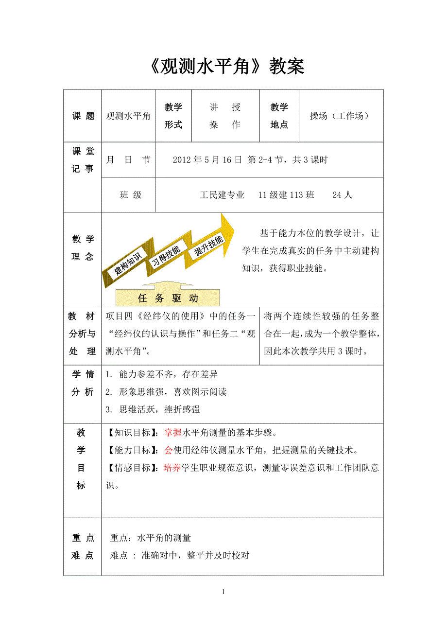 观测水平角教案创新说课大赛教学设计_第1页