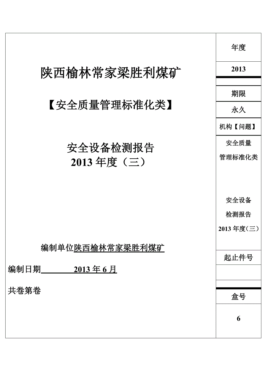 安全质量管理标准化类6：安全设备检测报告2013年度(三)_第1页