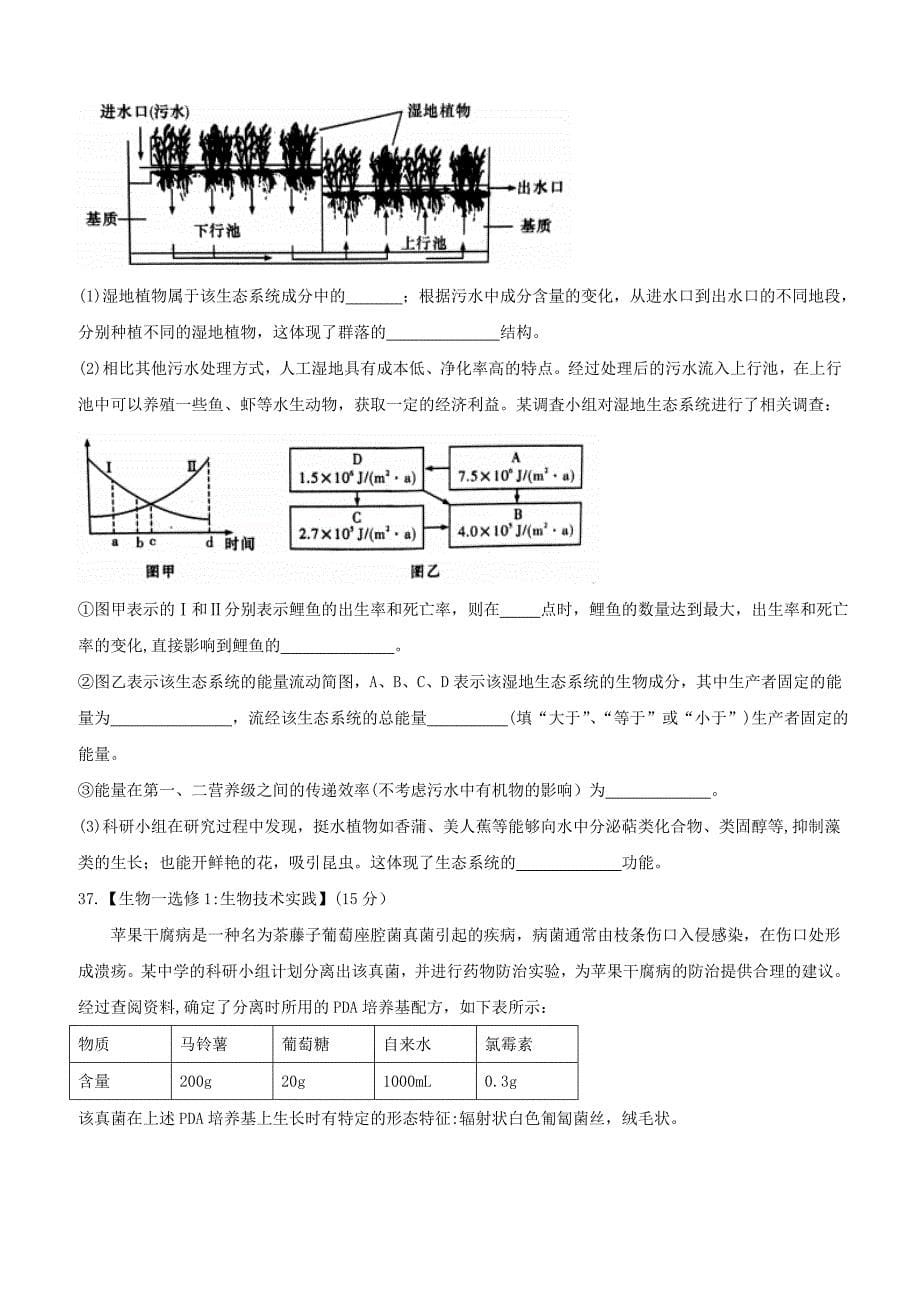 湖南省长沙市2017届高三第二次模拟考试理科综合生物试题含答案_第5页