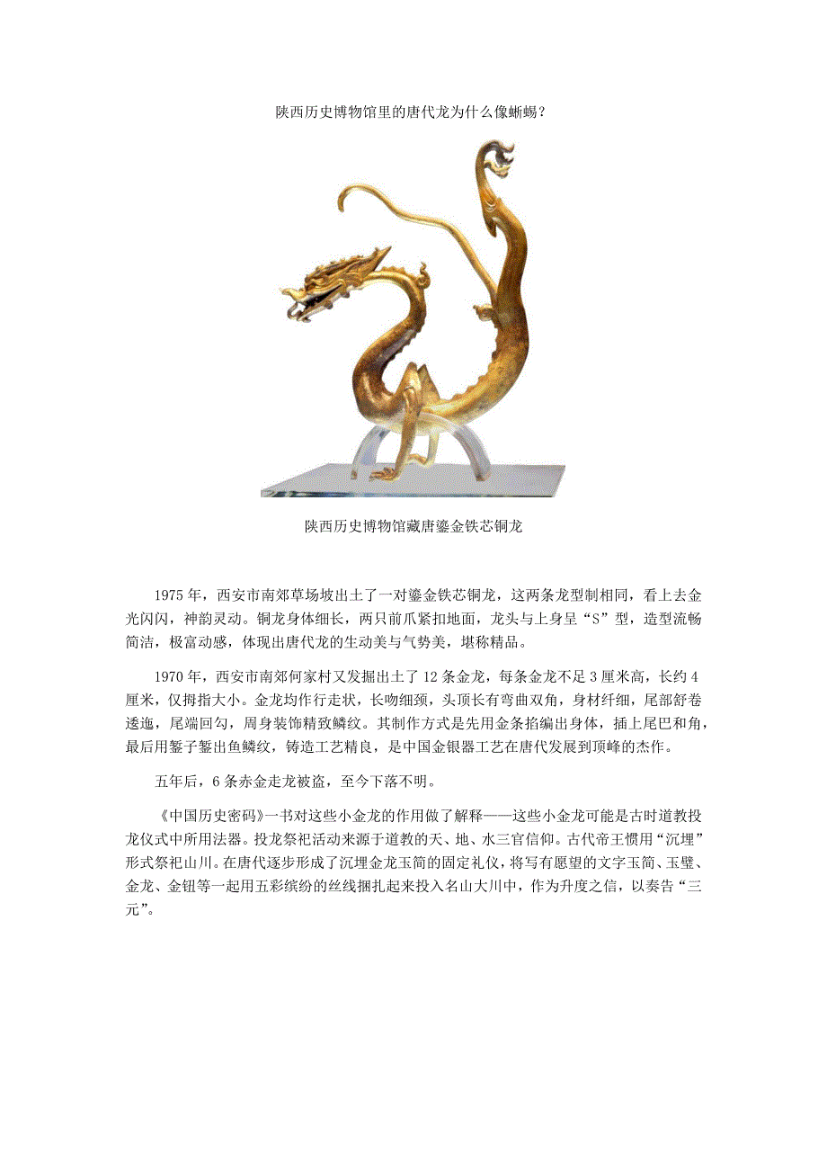 陕西历史博物馆里的唐代龙为什么像蜥蜴？_第1页