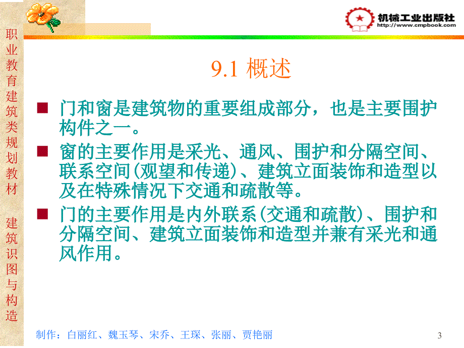 建筑识图与构造 教学课件 ppt 作者 白丽红 第9章_第3页