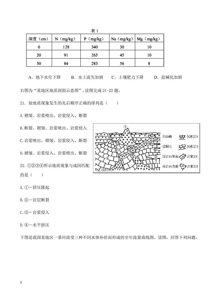 江西省2018届高三上学期第三次月考地理试卷含答案_第5页