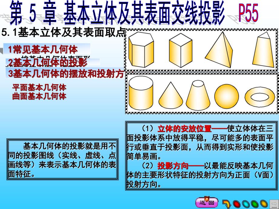 机械制图 教学课件 ppt 作者 张惠云第5章基本体及其表面交线 第5章基本立体及其表面交线的投影（1）_第1页