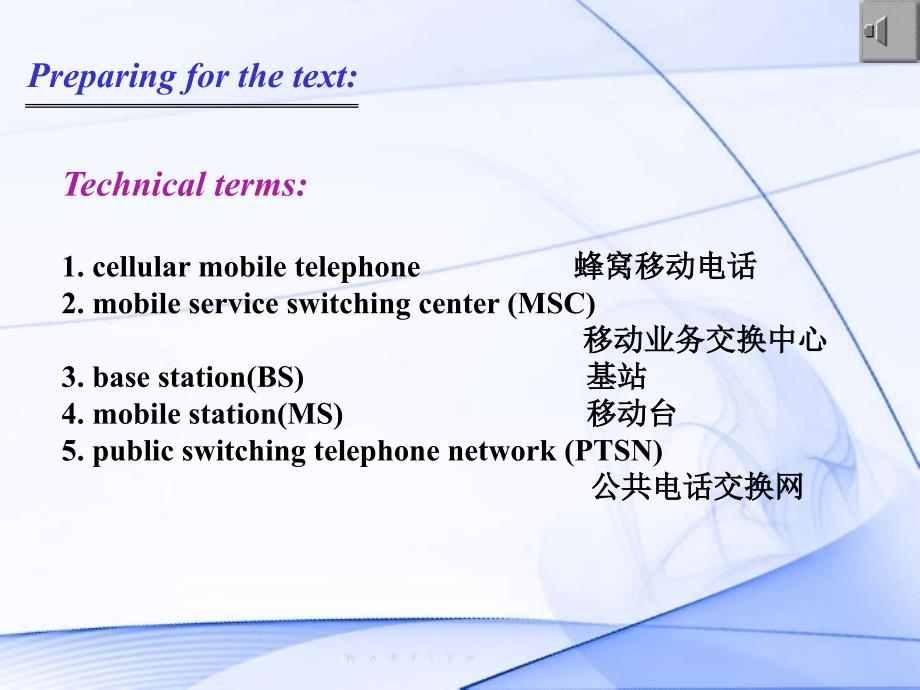 电子信息技术专业英语 教学课件 ppt 作者 丁宁_ Unit17 Cellular Mobile Telephone_第2页