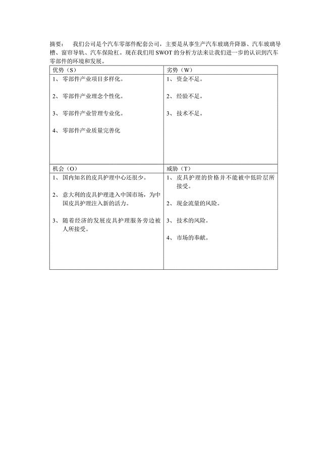 swot分析报告(范例)