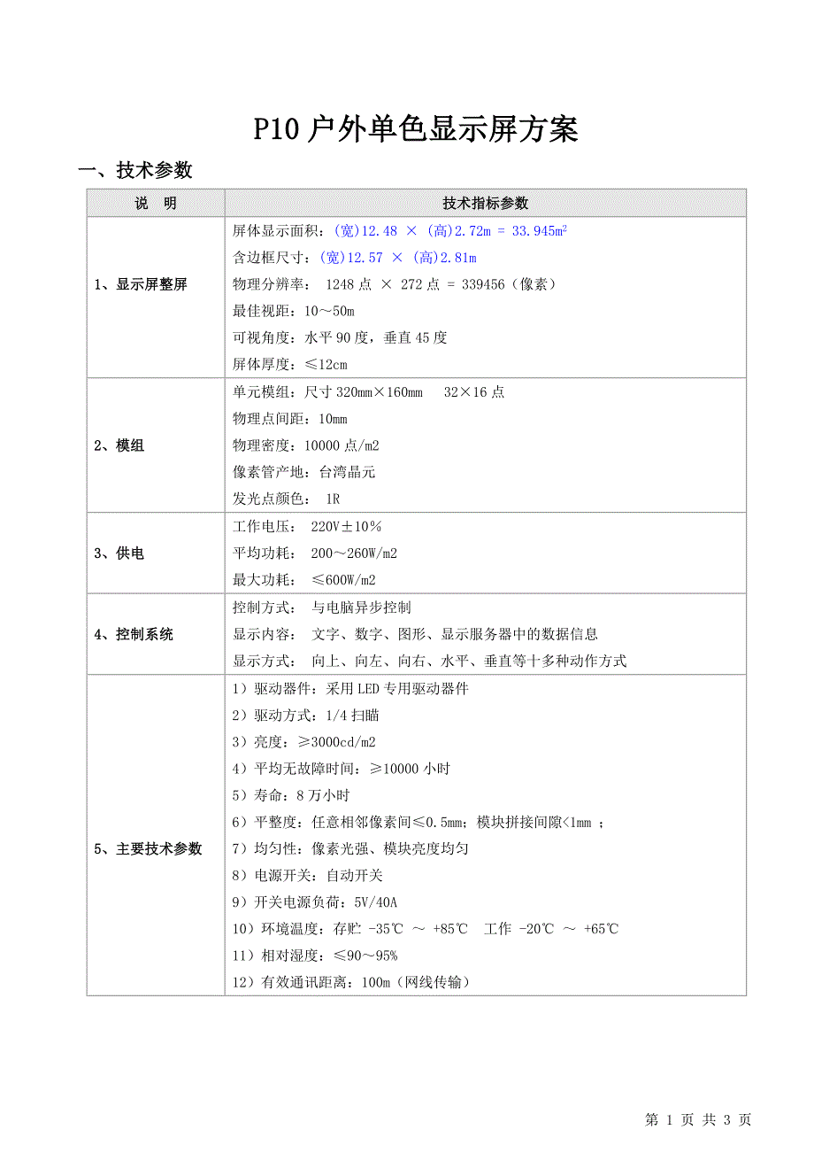 P10户外单色屏方案.doc_第1页