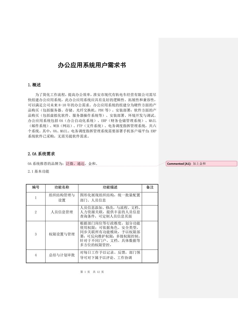 OA用户需求书.docx_第1页