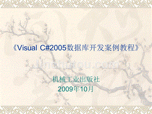 Visual C#2005数据库开发案例教程 教学课件 ppt 作者 李志云 第1章