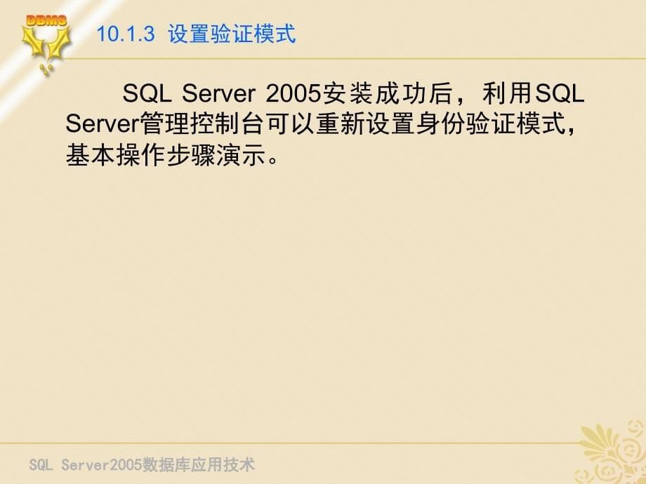 SQL Server 2005 数据库应用技术 教学课件 ppt 作者 刘宏 第10章 数据库的安全性管理_第5页