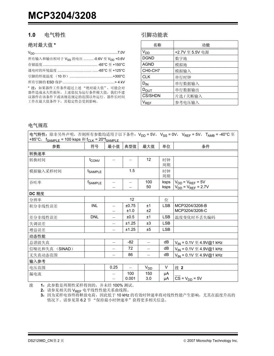 mcp3208cn中文权威手册_第2页