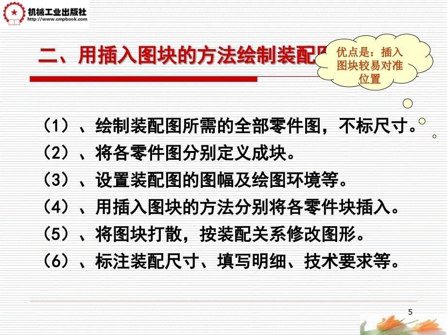 AutoCAD2006中文版实用教程 教学课件 ppt 作者 张忠蓉 第7讲(装配图的绘制)_第5页