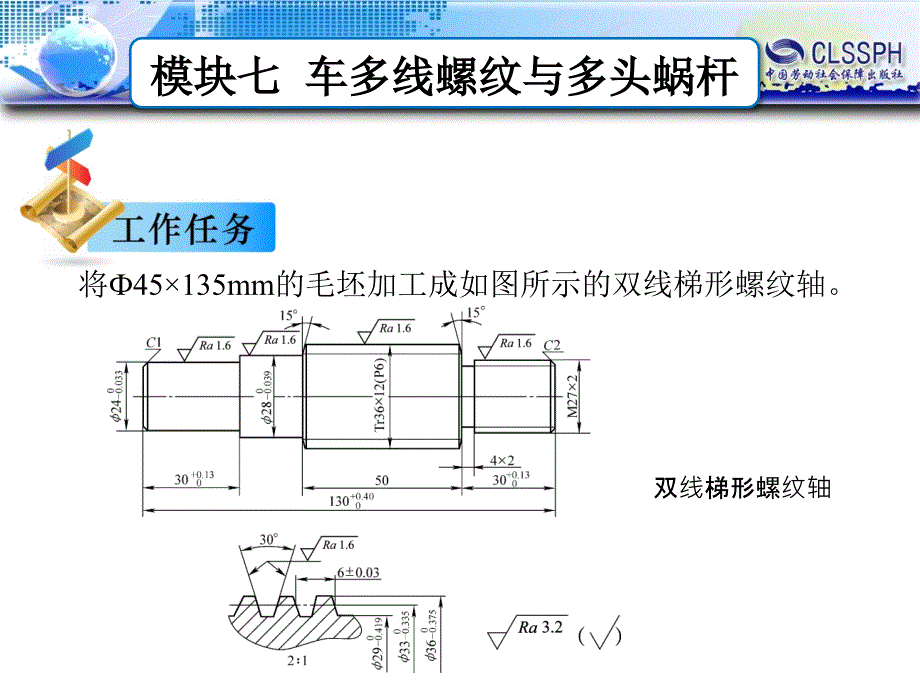 高级车工工艺与技能训练（第二版） 教学课件 ppt 作者 王为建 模块七  车多线螺纹与多头蜗杆_第3页