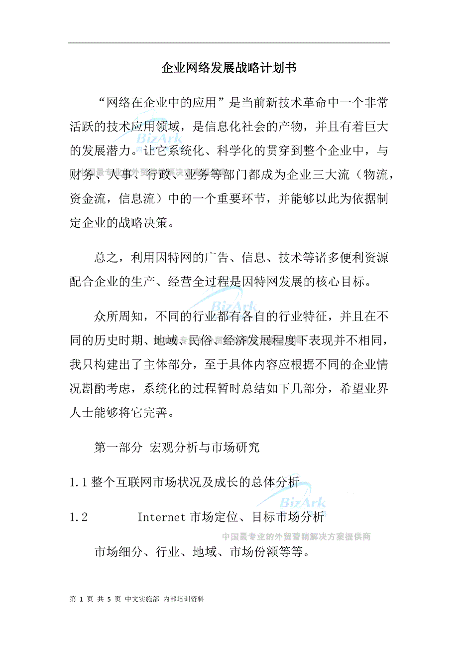 企业网络发展战略计划书_第1页