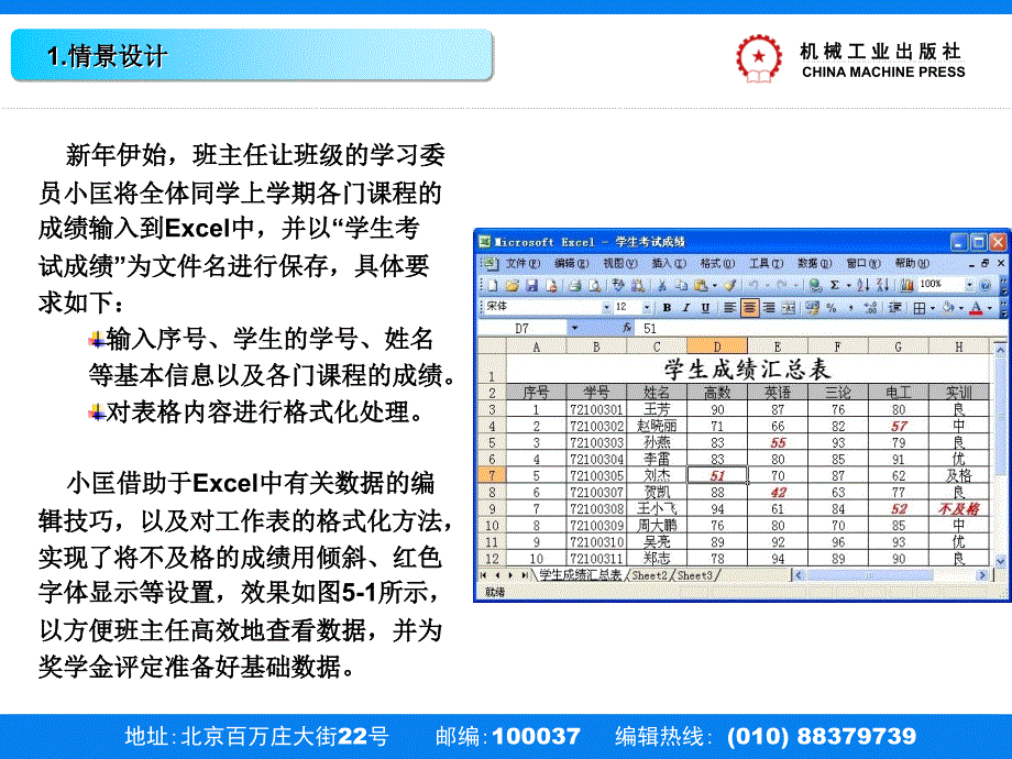 计算机应用基础 教学课件 ppt 作者 刘升贵模块五 excel案例1 建立学生成绩表 案例1_第3页