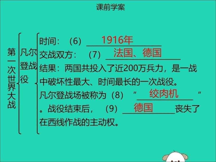 2019年春九年级历史下册第二单元第4课第一次世界大战同步课件中图版_第5页