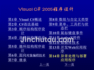 Visual C#2005程序设计教程 教学课件 ppt 作者 崔淼 陈明非 第14章 异常处理与部署应用程序