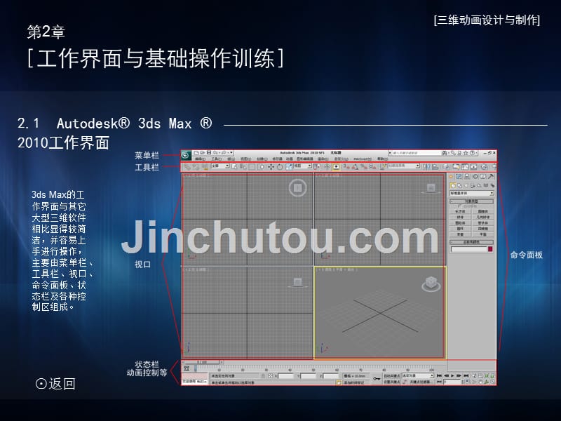 三维动画设计与制作 教学课件 ppt 作者 崔建伟 第二章　工作界面与基础操作训练_第3页