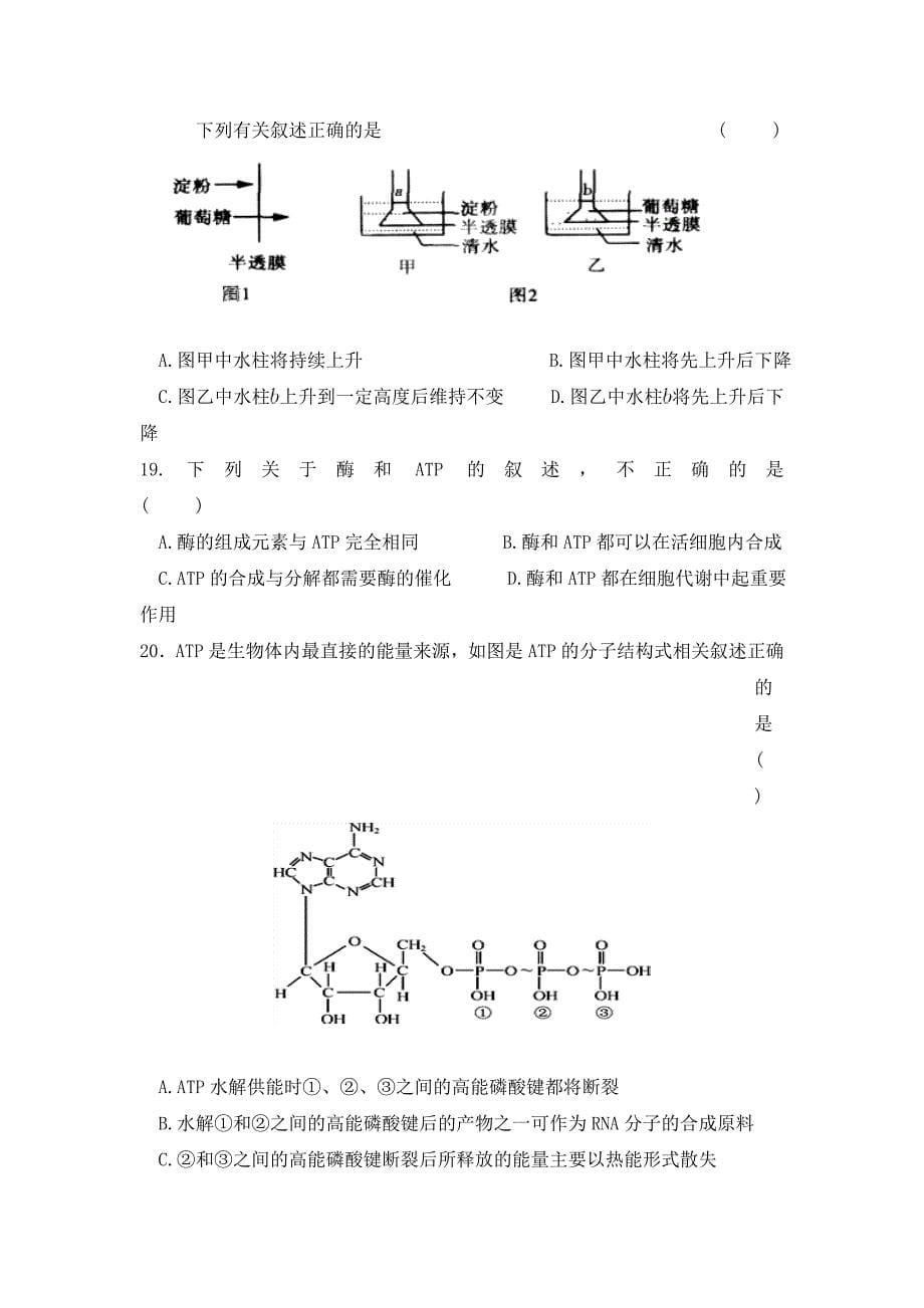 内蒙古2018-2019学年高一上学期期末考试生物---精校Word版含答案_第5页