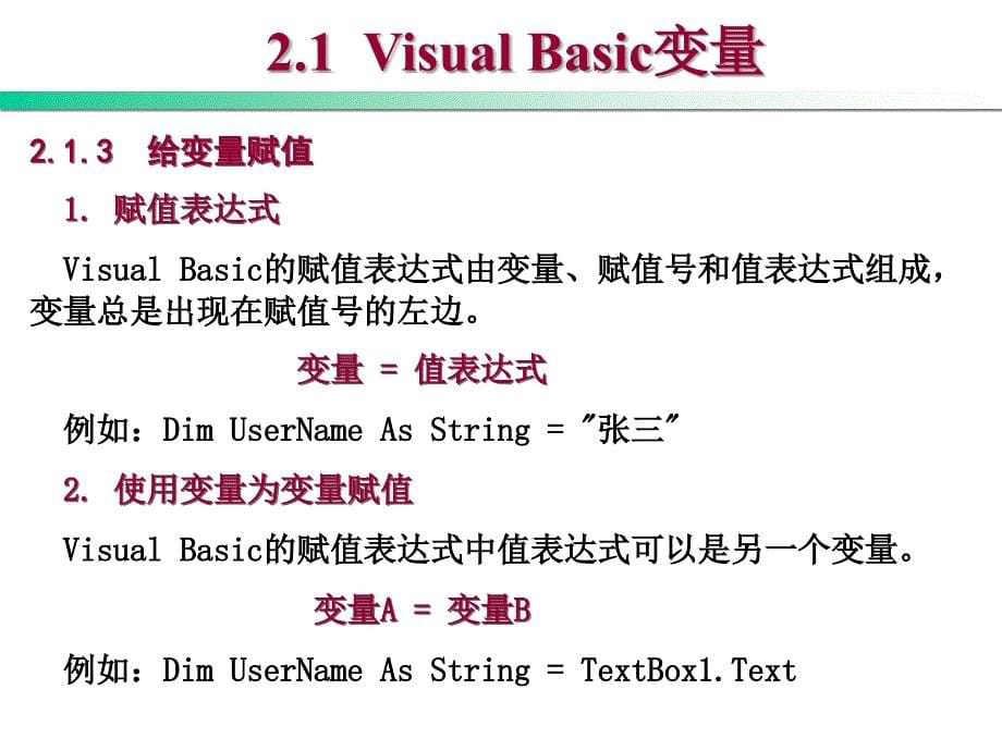 Visual Basic .NET程序设计教程 第2版  教学课件 ppt 作者 刘瑞新 第2章 Visual Basic语法基础_第5页