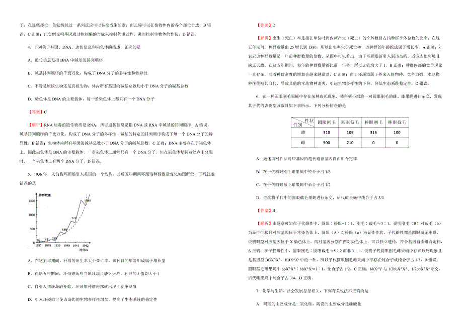 2018届全国统一招生高考押题卷理综（一）试卷含答案_第2页