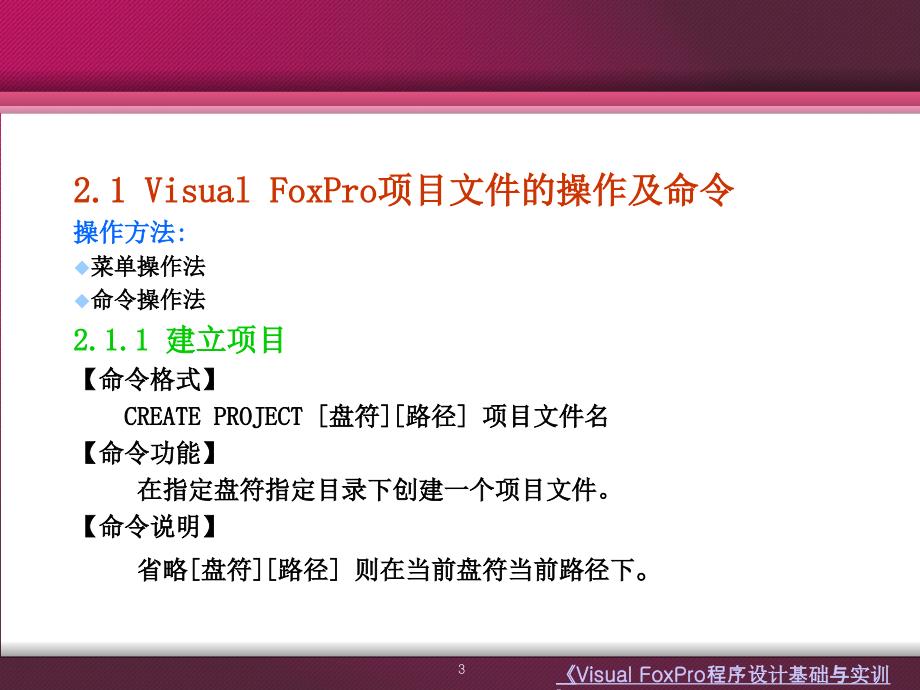 Visual Foxpro程序设计基础与实训 教学课件 ppt 作者 牟云翠 第二章_第3页