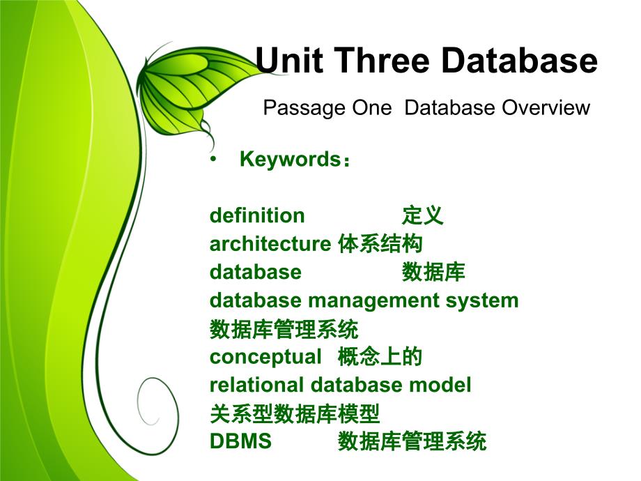 计算机专业英语实用教程 教学课件 ppt 作者 梁晓晖 计算机专业英语（数据库1）_第2页