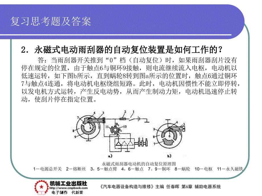 汽车电器设备构造与检修 教学课件 ppt 作者 任春晖第6章 复习思考题答案_第2页