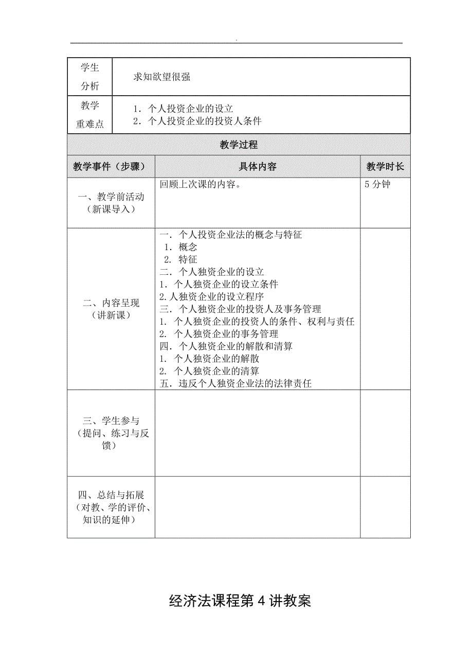 经济法课程教学教案教学教程_第5页