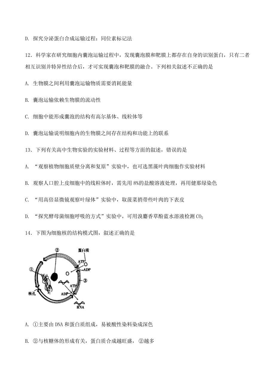 福建省晋江市2018届高三上学期第二阶段检测生物试卷 含答案_第5页