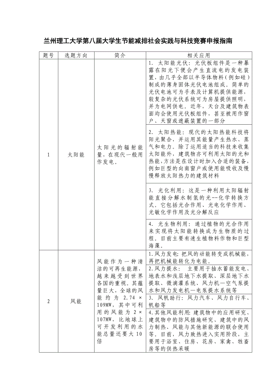 兰州理工大学第八届大学生节能减排社会实践与科技竞赛申报指南.doc_第1页