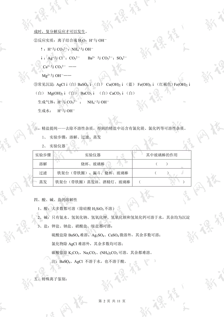 初三化学十一章盐 化肥的知识点与练习题_第2页