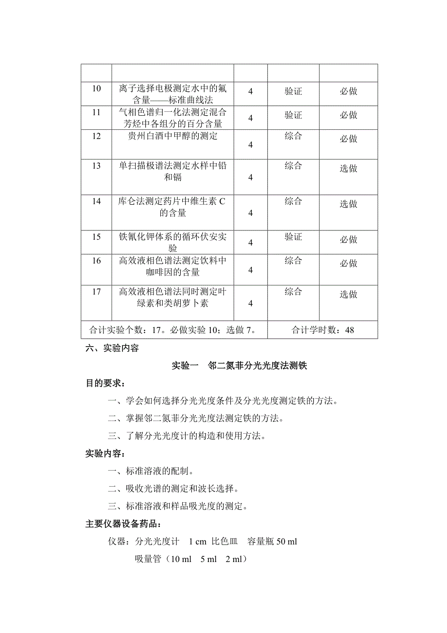 《仪器分析实验》教学大纲_第3页