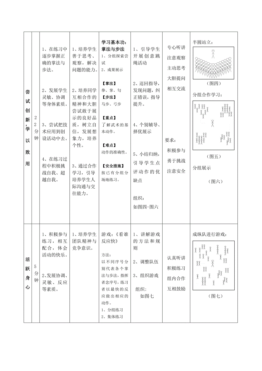 水平二(三年级)武术：马步冲拳课时教学设计_第4页