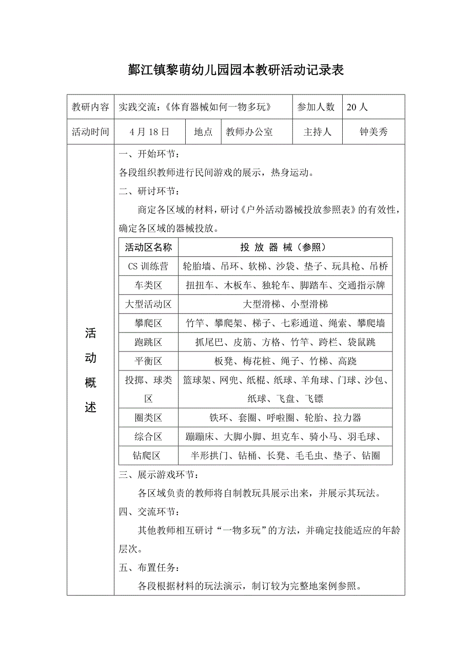 鄞江镇黎萌幼儿园园本教研活动记录表.doc_第1页