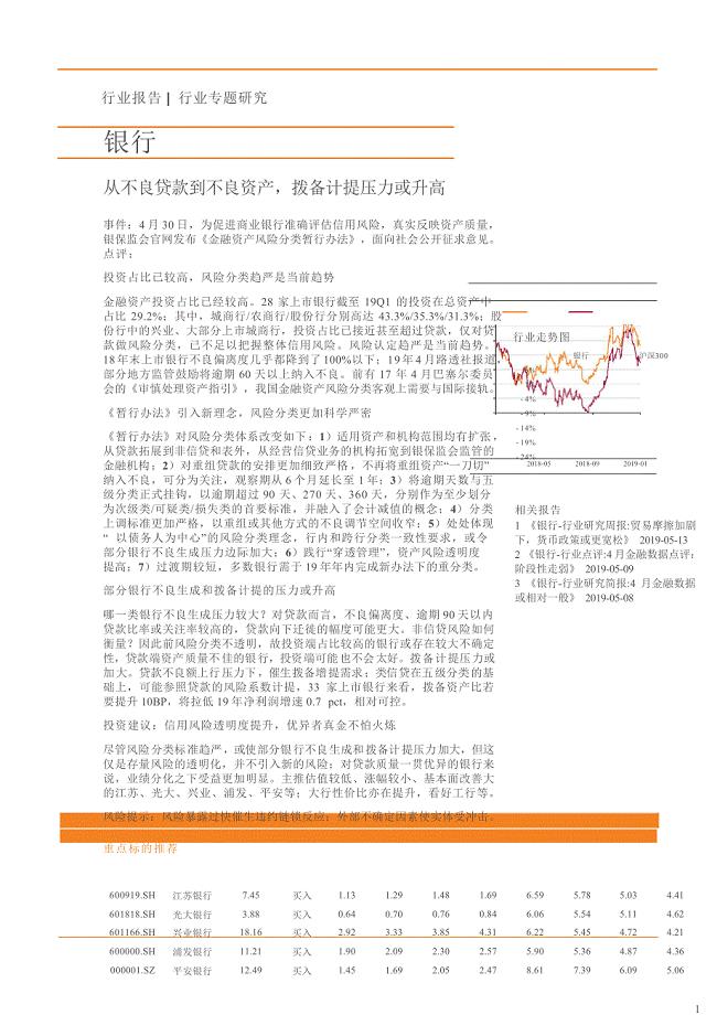 【银行行业专题研究】从不良贷款到不良资产拨备计提压力或升高