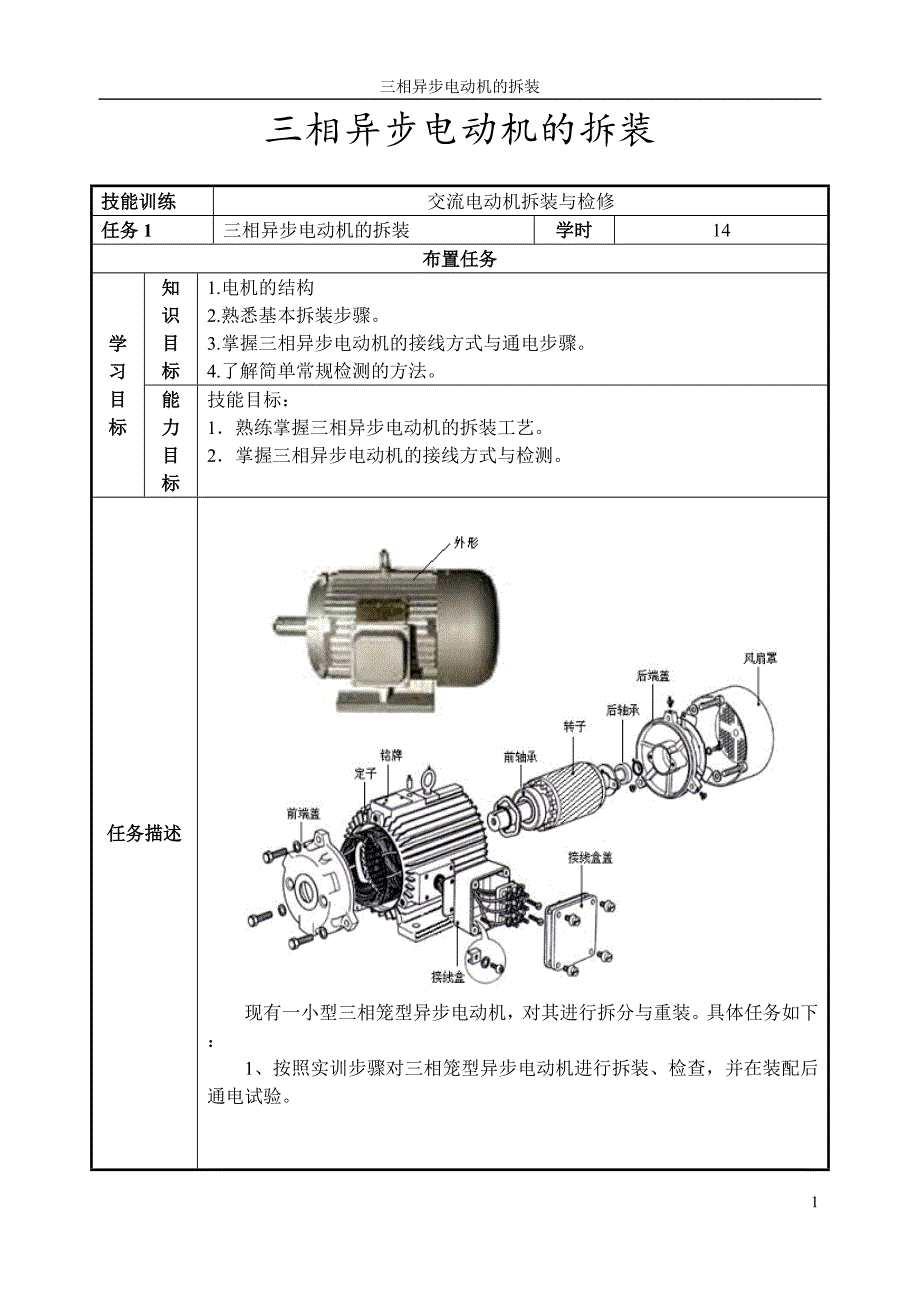 三相异步电动机的拆装及检测_第1页