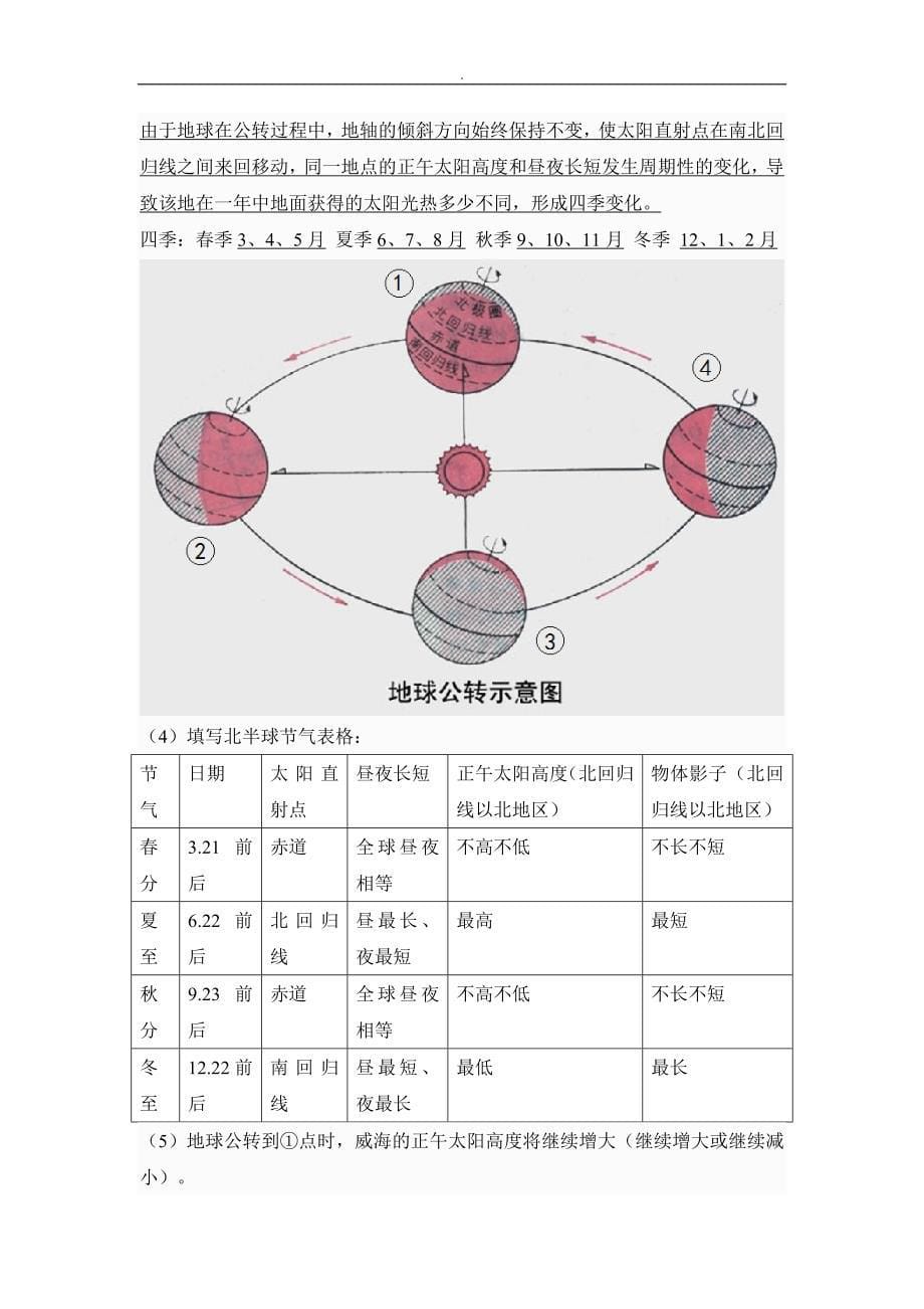 鲁教出版五四制六年级~地理上册复习预习资料_第5页