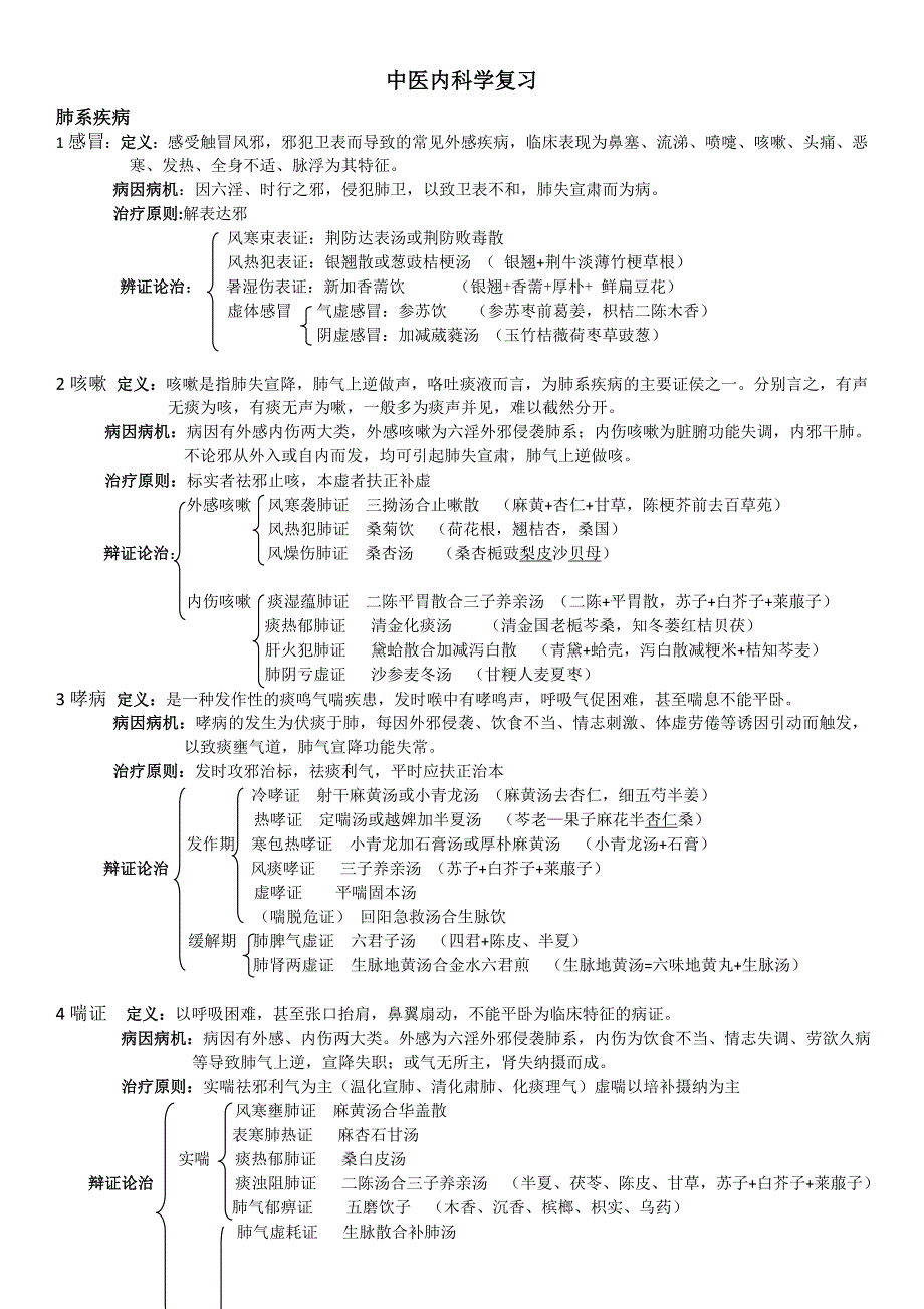 中医内科学复习(个人整理)_第1页