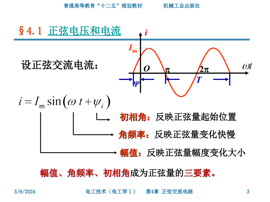 电工技术 电工学I  教学课件 ppt 作者 尚丽平 第4章 正弦交流电路 _第3页