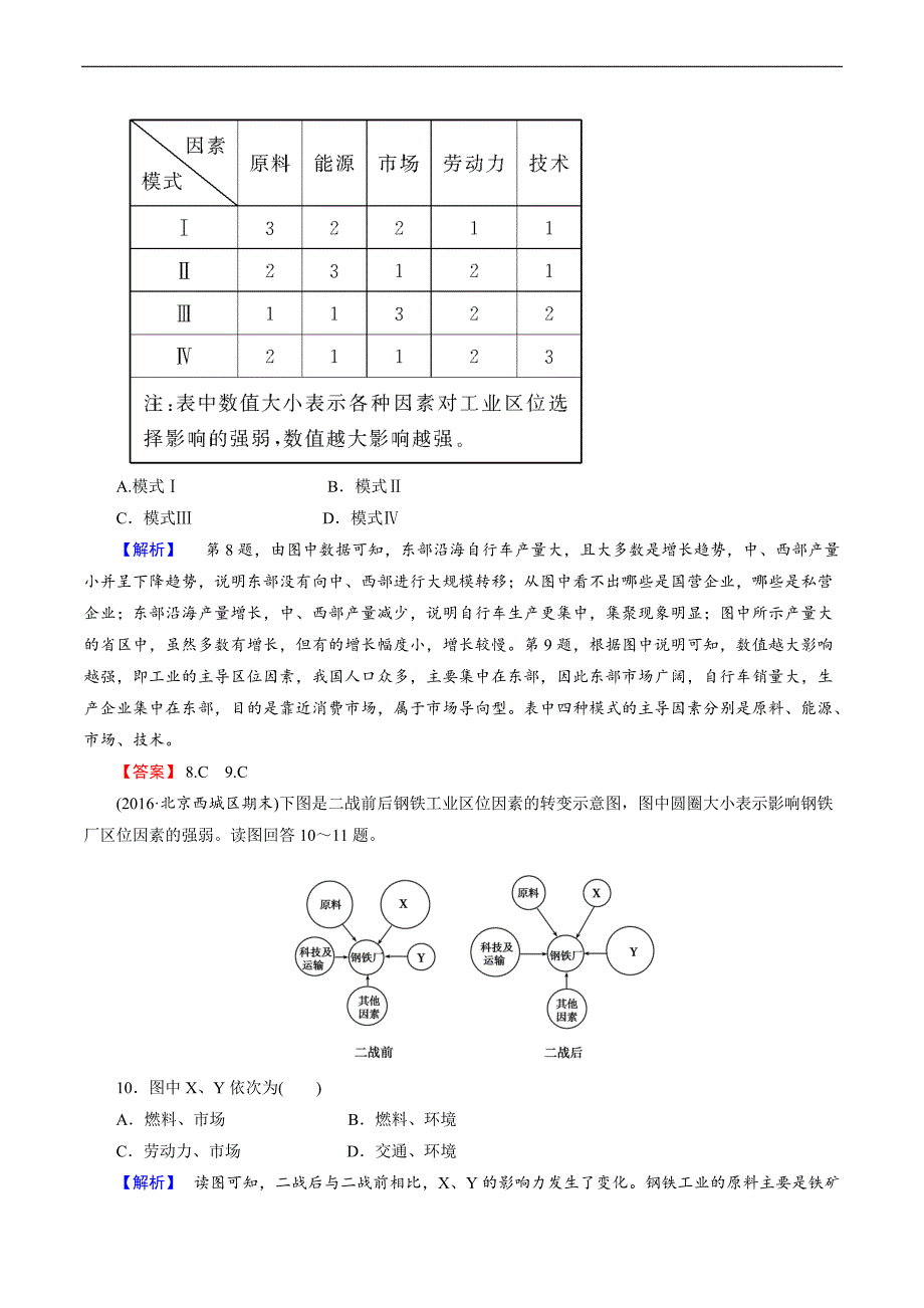 2018年高考地理二轮专题复习练习：第九章_工业地域的形成与发展2-9-1含解析_第4页