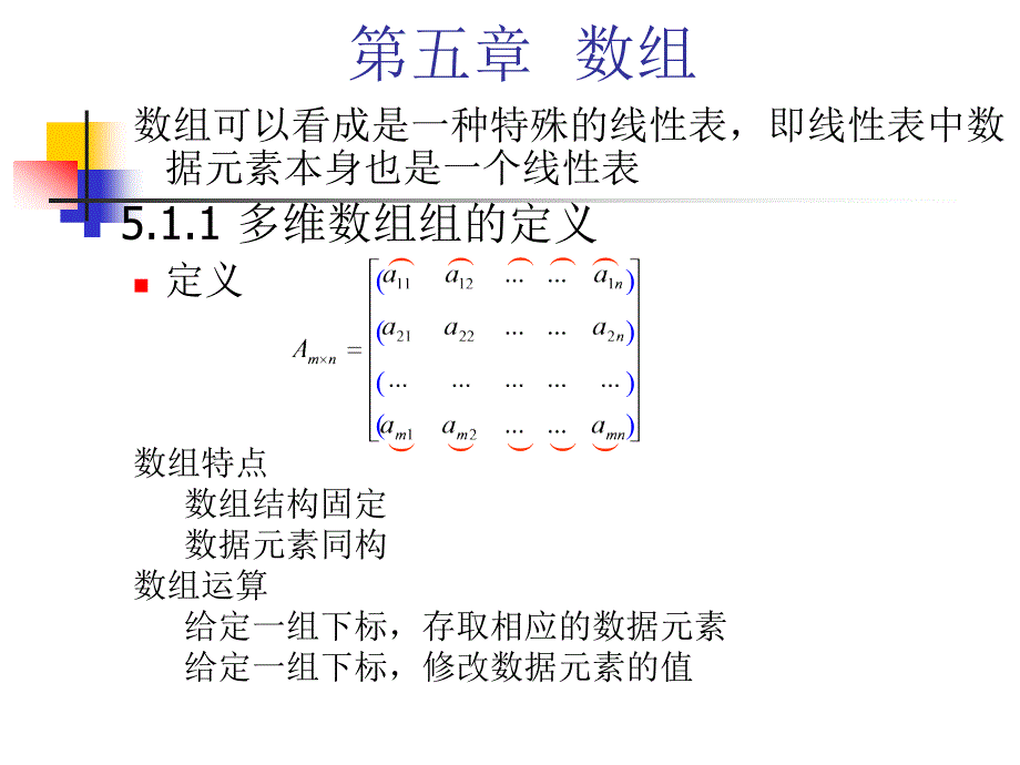 数据结构——C语言描述 教学课件 ppt 作者 王国钧 主编 唐国民 苏晓萍 马瑜 副主编 电子教案 DS05-数组和广义表_第2页