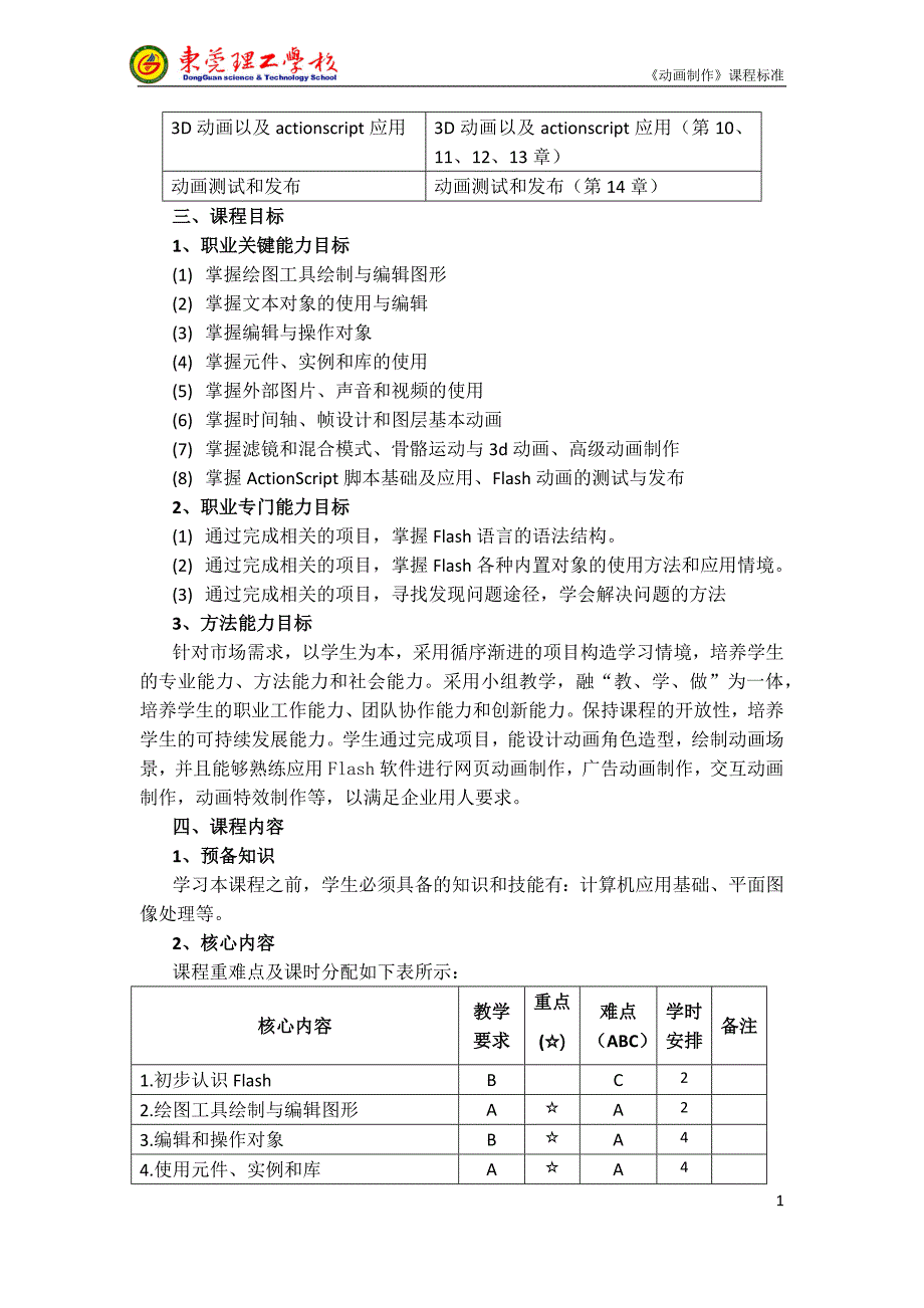 专业课动画制作课程标准_第3页